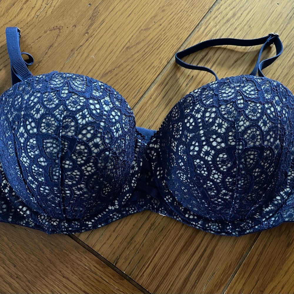 Elegant Blue Lace Bra